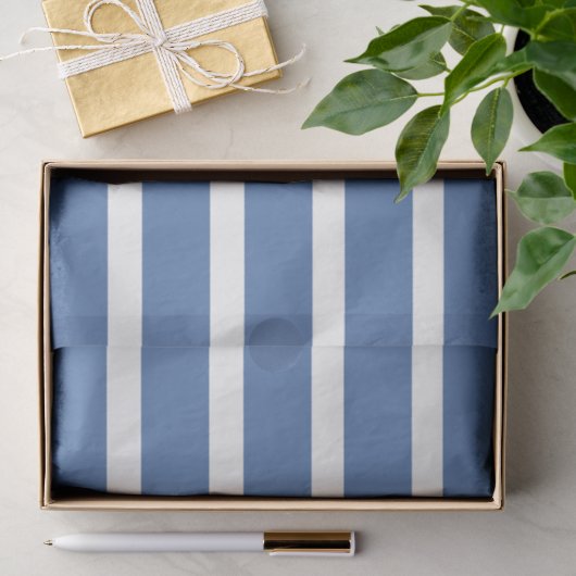 Papier Mousseline Rayures bleues (Cadeau)