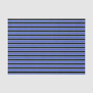 Papier Mousseline Rayures bleues bleu-foncé, noires et en pastel