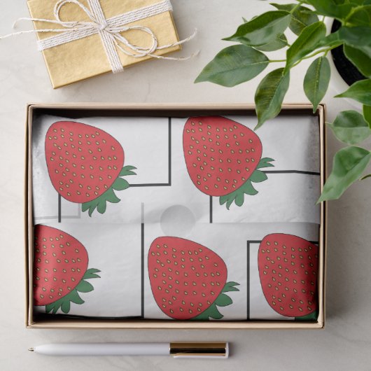 Papier Mousseline Rayures Chevron Fraise (Cadeau)