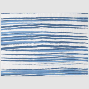 Papier Mousseline Rayures côtières bleues et blanches modernes et te