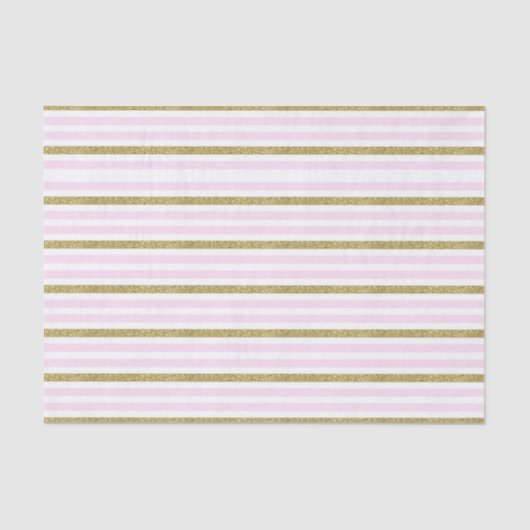 Papier Mousseline Rayures de paillettes scintillantes rose et or (Recto)