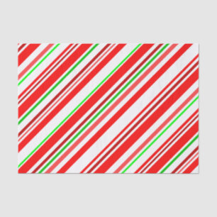Papier Mousseline Rayures diagonales de bonbon rouge et vert
