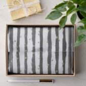 Papier Mousseline Rayures et points noirs d'aquarelle d'or blanc (Cadeau)