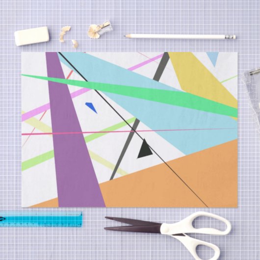 Papier Mousseline Rayures géométriques abstraites modernes (Artisanat)