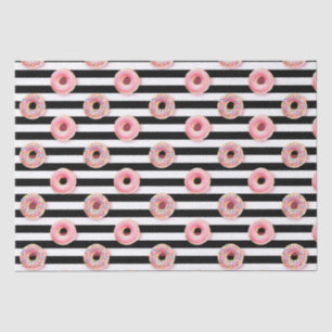 Papier Mousseline Rayures Girly de blanc de noir de rose de motif de