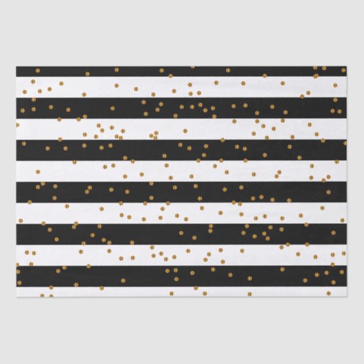 Papier Mousseline Rayures noires et blanches avec les confettis (Recto)