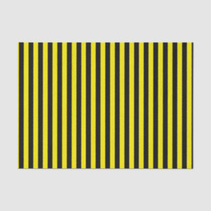 Papier Mousseline Rayures noires et jaunes verticales