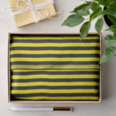 Papier Mousseline Rayures noires et jaunes verticales (Cadeau)