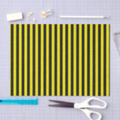 Papier Mousseline Rayures noires et jaunes verticales (Artisanat)