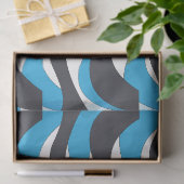 Papier Mousseline Rayures ondulées gris bleu (Cadeau)