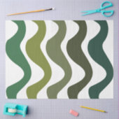 Papier Mousseline Rayures ondulées vertes (Artisanat)