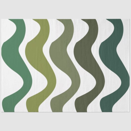 Papier Mousseline Rayures ondulées vertes (Recto)