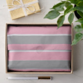 Papier Mousseline Rayures roses et grises (Cadeau)