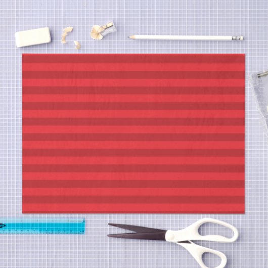 Papier Mousseline Rayures rouge foncé et rouges (Artisanat)