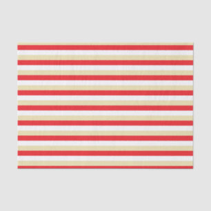 Papier Mousseline Rayures rouges, blanches et beiges
