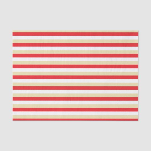 Papier Mousseline Rayures rouges, blanches et beiges (Recto)