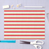 Papier Mousseline Rayures rouges, blanches et beiges (Artisanat)