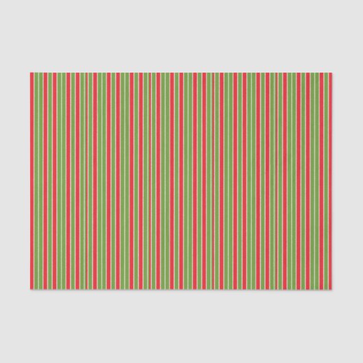 Papier Mousseline Rayures rouges, blanches et vertes (Recto)