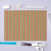 Papier Mousseline Rayures rouges, blanches et vertes (Artisanat)