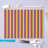 Papier Mousseline Rayures rouges, bleues et jaunes verticales (Artisanat)