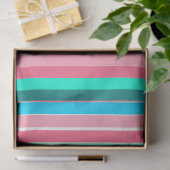 Papier Mousseline Rayures sarcelle et rose (Cadeau)