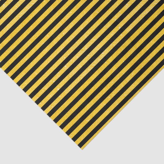 Papier Mousseline Rayures scintillantes noires et jaunes (Détail)