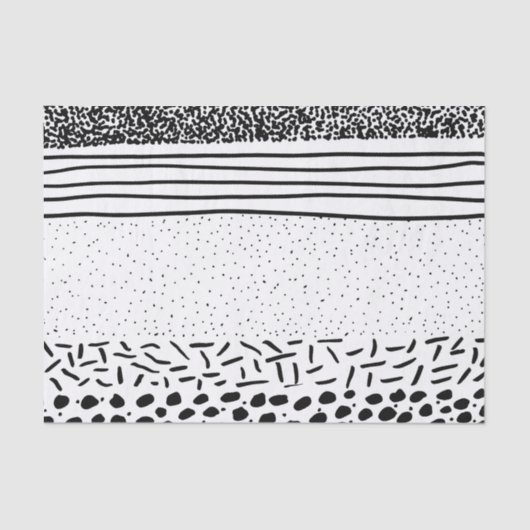 Papier Mousseline Rayures tirées par la main blanches noires (Recto)