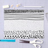 Papier Mousseline Rayures tirées par la main blanches noires (Artisanat)