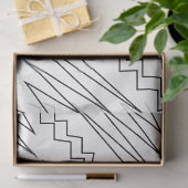 Papier Mousseline Rayures Zigzag Chevron Noir et Blanc (Cadeau)