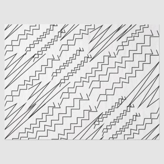 Papier Mousseline Rayures Zigzag Chevron Noir et Blanc (Recto)