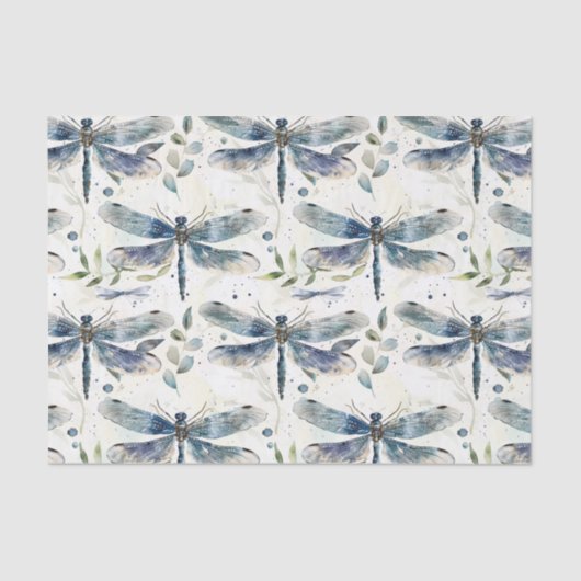 Papier Mousseline Reception de mariage des libellules bleues (Recto)