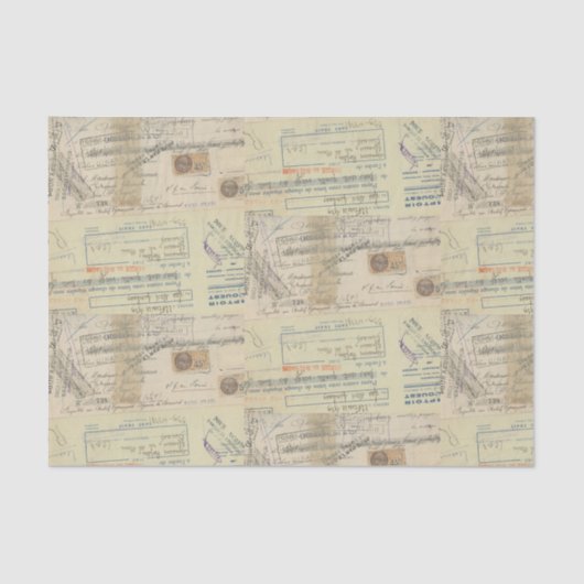 Papier Mousseline Réception vintage avec timbres (Recto)