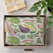 Papier Mousseline Récolte de légumes et d'herbes sur le blanc (Cadeau)