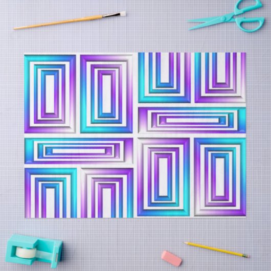 Papier Mousseline rectangles géométriques papier de tissu (Artisanat)