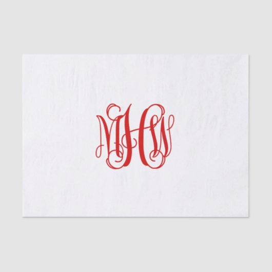 Papier Mousseline Red 3 Initial Vin Script Monogramme do-it-yourself (Recto)