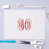 Papier Mousseline Red 3 Initial Vin Script Monogramme do-it-yourself (Artisanat)