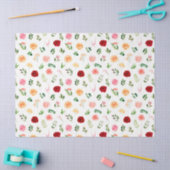 Papier Mousseline Red and Orange Flowers with Foliage Pattern (Artisanat)