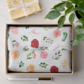 Papier Mousseline Red and Orange Flowers with Foliage Pattern (Cadeau)