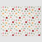 Papier Mousseline Red and Orange Flowers with Foliage Pattern (Recto)