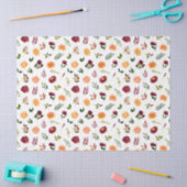 Papier Mousseline Red and Orange Flowers with Foliage Pattern (Artisanat)