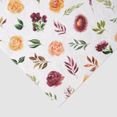 Papier Mousseline Red and Orange Flowers with Foliage Pattern (Détail)