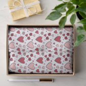 Papier Mousseline Red and Pink Hearts and Roses Doodle Art (Cadeau)