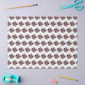 Papier Mousseline Red and Silver Elegant Flowers (Artisanat)