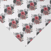 Papier Mousseline Red and Silver Elegant Flowers (Détail)