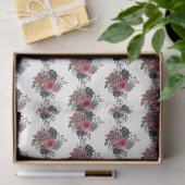 Papier Mousseline Red and Silver Elegant Flowers (Cadeau)