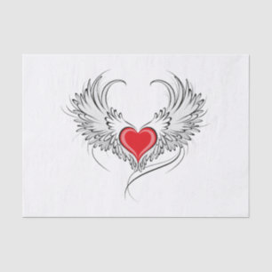 Papier Mousseline Red Angel Coeur avec ailes