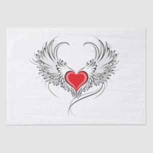 Papier Mousseline Red Angel Coeur avec ailes