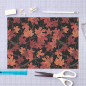 Papier Mousseline Red Autumn maple leaves on black (Artisanat)