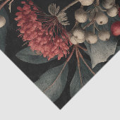 Papier Mousseline Red Berries and Exotic Seed Pods on Black (Détail)