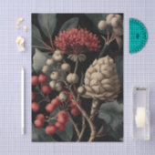 Papier Mousseline Red Berries and Exotic Seed Pods on Black (Artisanat)